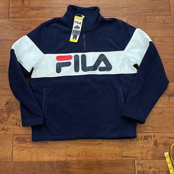NWT FILA Fleece 1/4 Zip Pullover navy color size small - Picture 4 of 11
